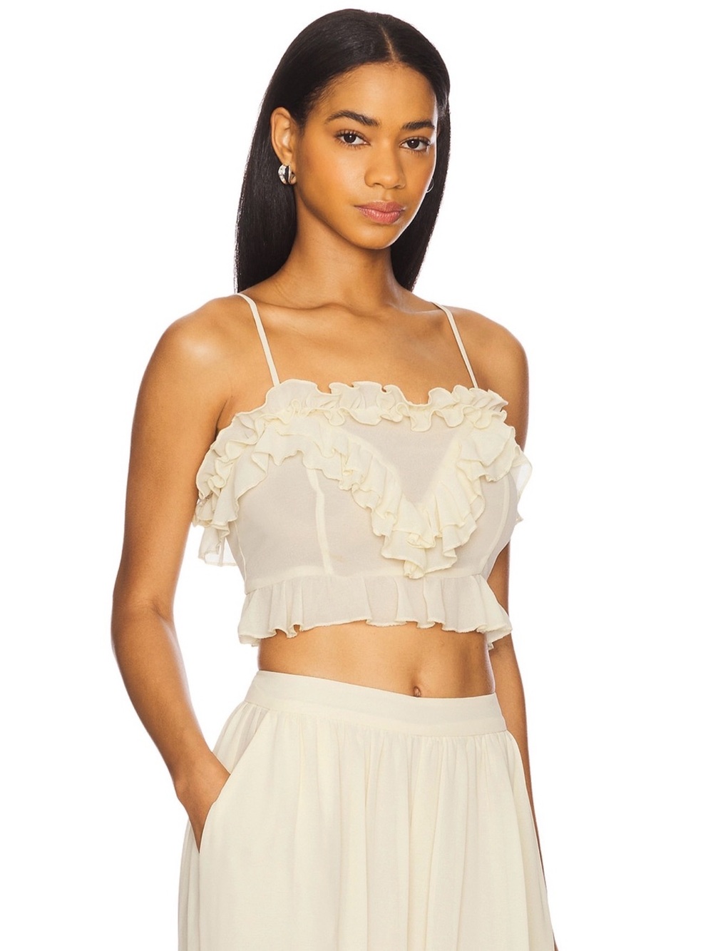 Bardot Cream Ruffle Cami Set - Picture 3 of 10